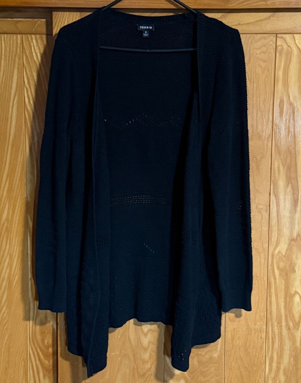 Torrid Black Open Front Pointelle Knit Cardigan - Size 2 (2X)